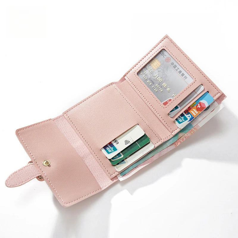 Short Solid Color Card Holder Women Minimalist Coin Purse High-Quality Small Wallet For Daily Use