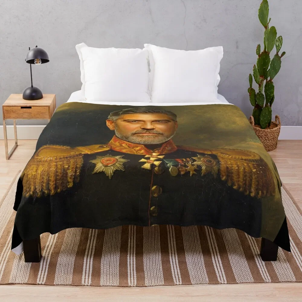 George Clooney - replaceface Throw Blanket Decorative Throw decorative Winter beds Flannels Blankets