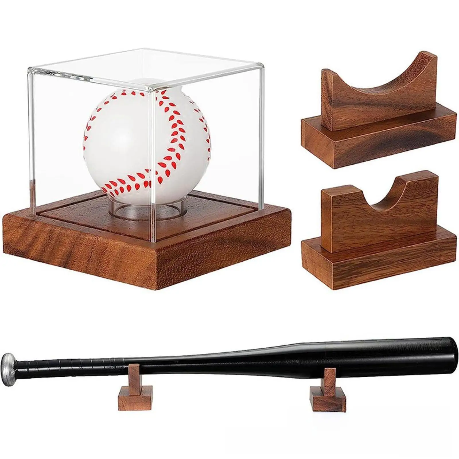 

Прозрачный акриловый футляр для бейсбольных мячей с деревянным основанием, пылезащитный держатель для мячей, коробка для хранения спортивной коллекции