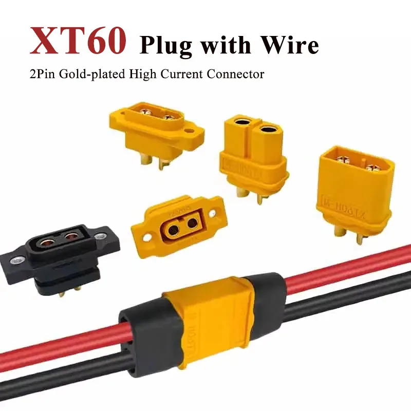 

XT60 Gold-plated Connector Cable Male Female Banana Plugs 2Pin High Current Aircraft Model Electromechanical Connection Wire