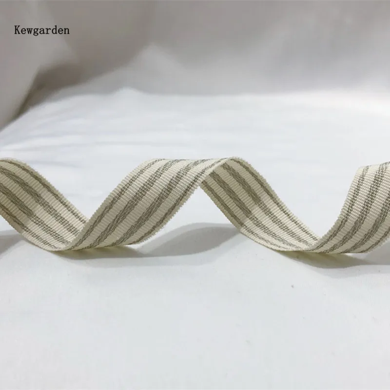 Kewgarden Stripe Cotton Ribbons 10mm 38mm DIY Bow Hair Accessories Handmade Tape Garment 10 Yards