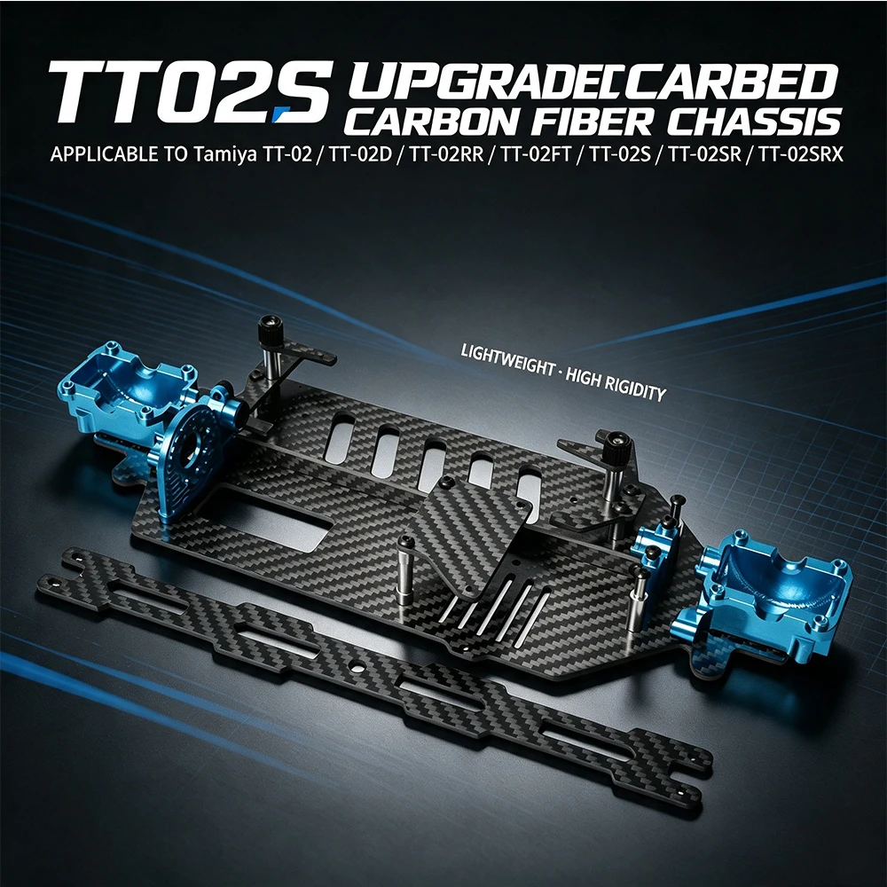 190g Lightweight Carbon Fiber Chassis for Tamiya TT02S TT-02D TT02R TT-02RR TT-02FT TT-02SR TT-02 SRX Lower Deck Upgrades