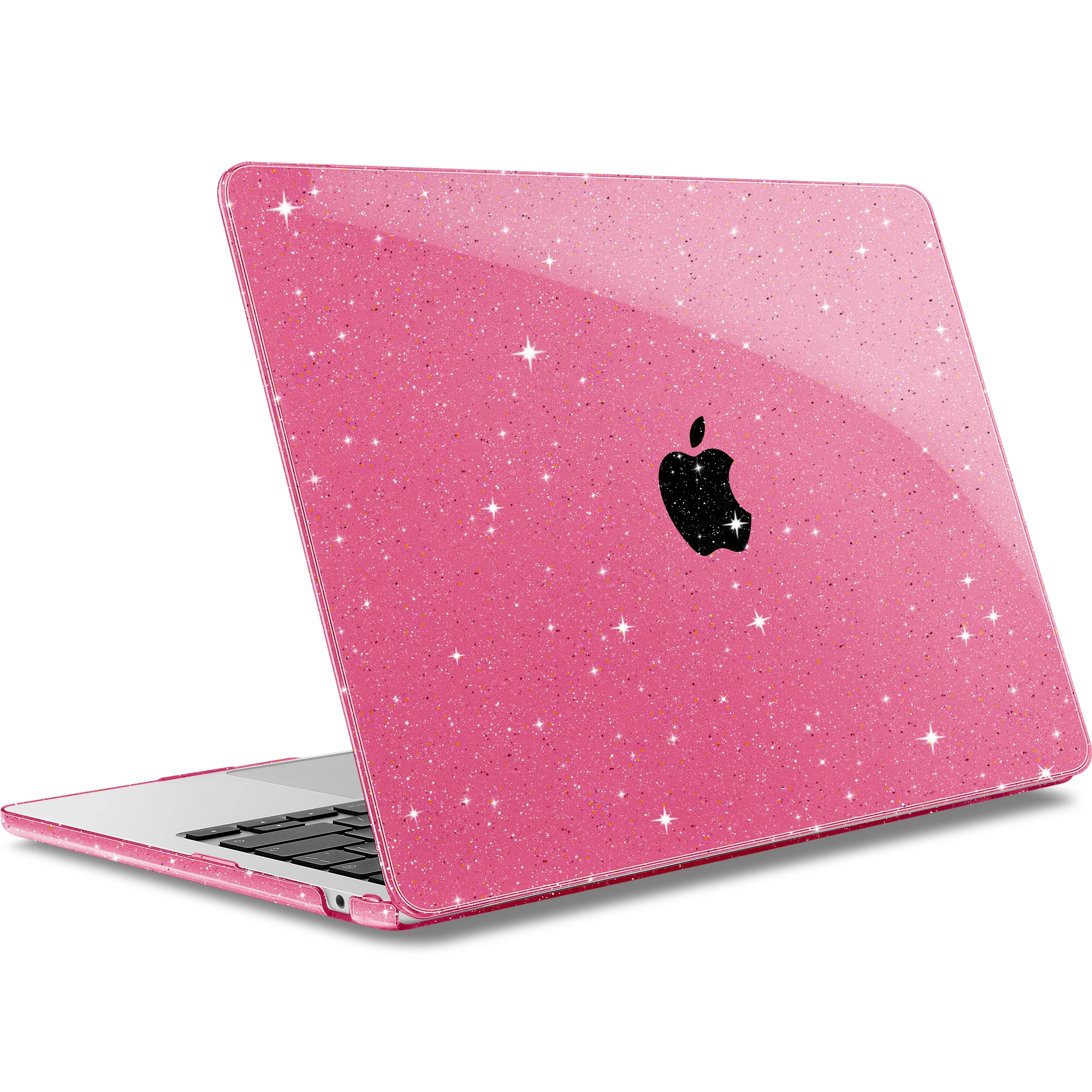 حافظة كريستال لامعة وردية ساخنة لماك بوك 2025 A3240 A3241 M4 M3 Air 15 13 A2681 A3113 A2337 M1 M2 M3 Pro13 14 16 A3112 A3401