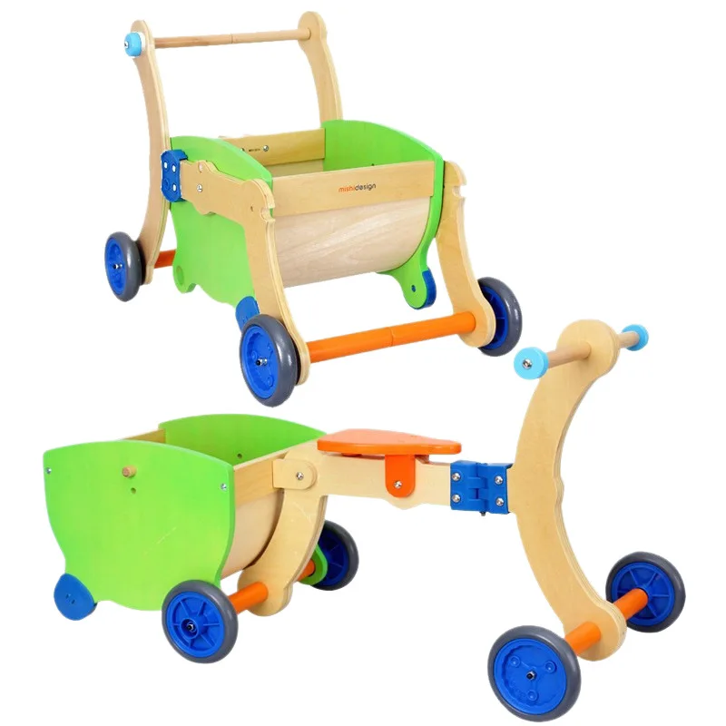Wooden Baby Walker & Stroller Solid Wood Ride-On Toy