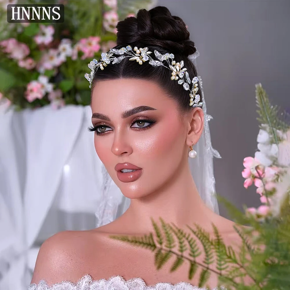 

HNNNS Beautiful Bride Hair Vine Shiny Crystal Hairband Handmade Beaded Headdress Elegant Women's Hair Accessories A338