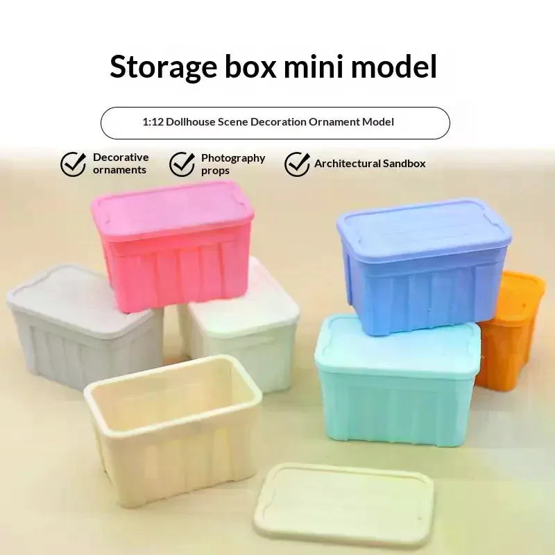 1Pcs 1:12 Dollhouse Mini Color Storage Box With Lid Model Home Decoration Dolls House Micro Scene Ornaments Decor Props