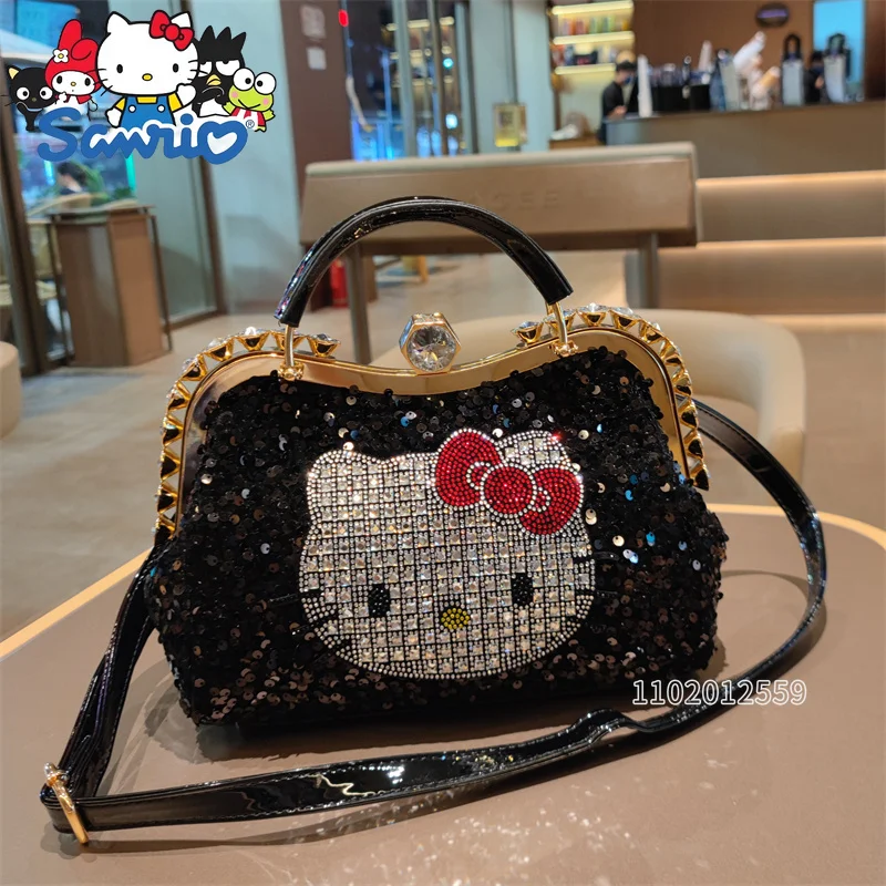

Sanrio Hello Kitty New Sequined Women's Bag Diamond-studded Women's Handbag Cartoon Fashion Women's Shoulder Messenger Bag