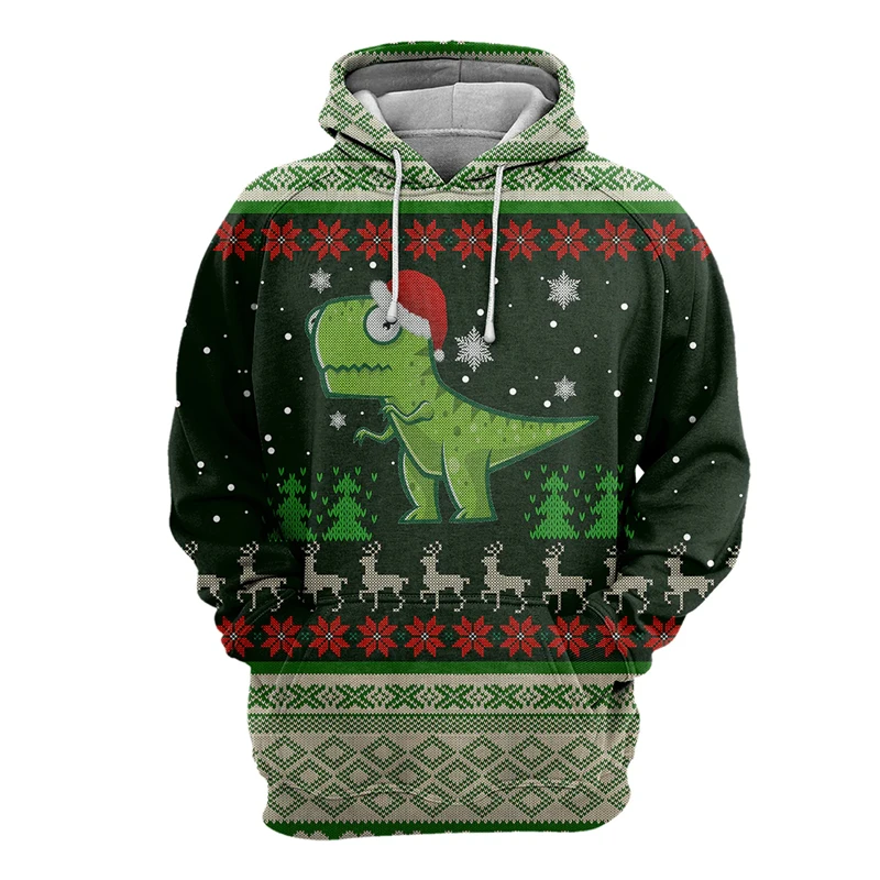 Santa Claus Men's Fashion 3D Print Hoodie Holiday Street Christmas Hoodies Hooded Front Pocket Designer Xmas Hoodie Sweatshirt