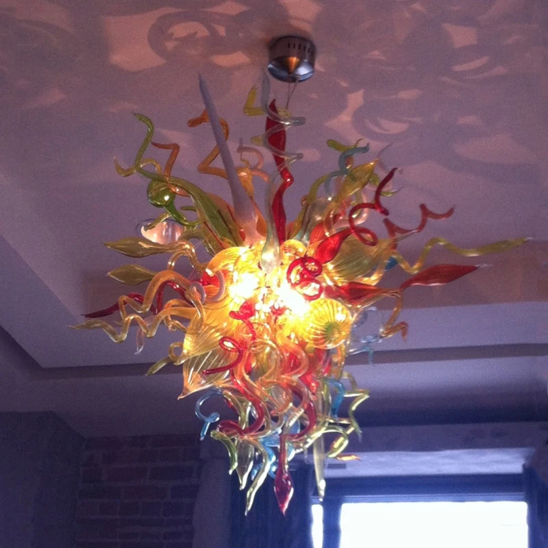 Modern Hand Blown Glass Pendant Lamps Multi Color LED Chandelier Lighting Fixture 20 by 24 Inches