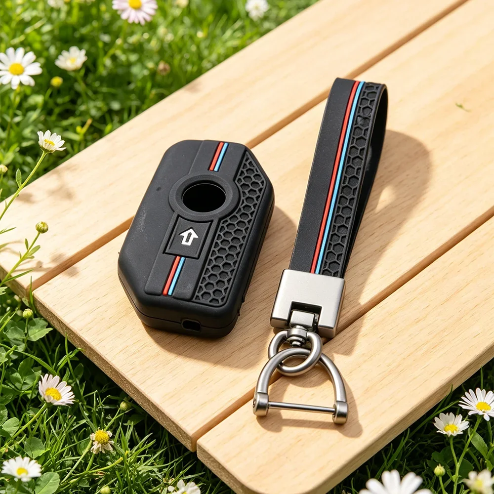 Honeycomb Grip Motorbike Key Shell With Keychain Silicone For BMW R1250GS R1200GS C400gt F750GS F850GS Bike Remote Key