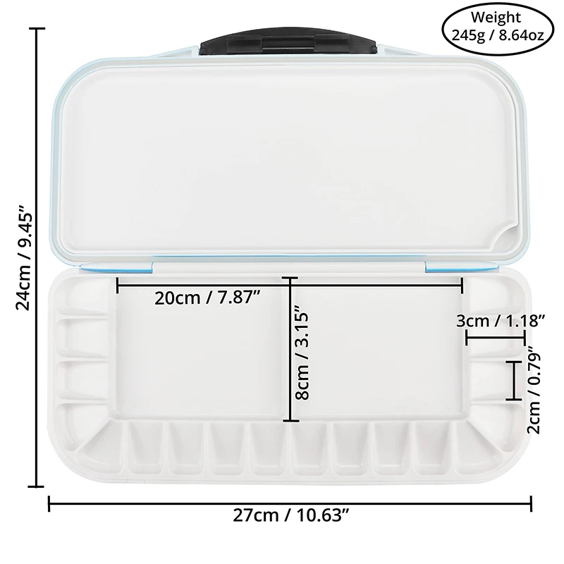 Imagem -02 - Bandeja Paleta Portátil Dobrável Paleta Aquarela Premium Hidratante Bandeja de Viagem Dobrável 18 e Áreas de Mistura