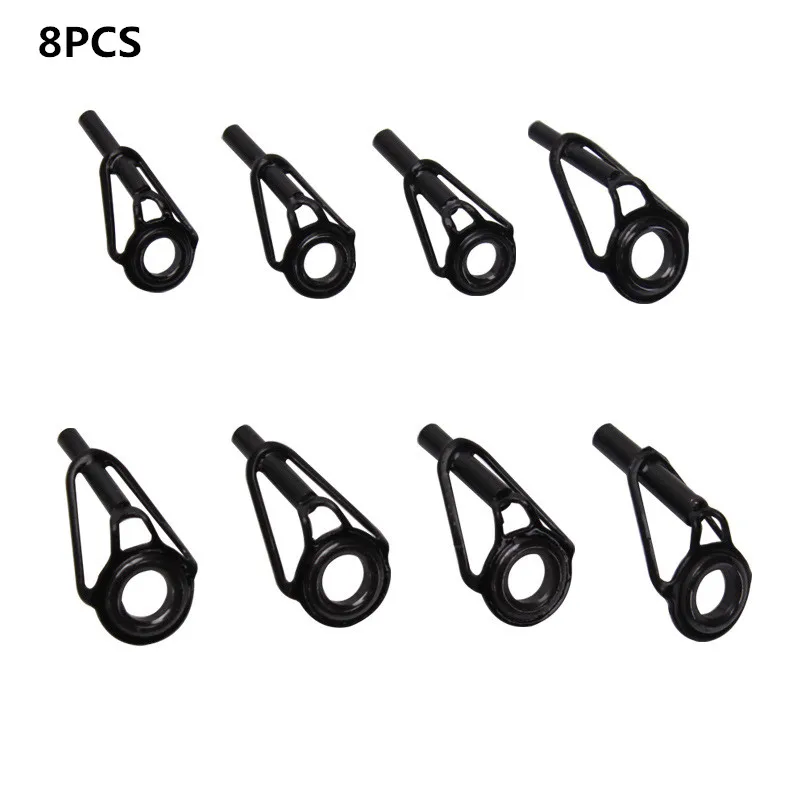 Stainless Steel Fishing Rod Ceramic Guide Ring 8 Pieces DIY Fishing Rod Tip Repair Rod Tip Fishing Rod Accessories Fishing Gear