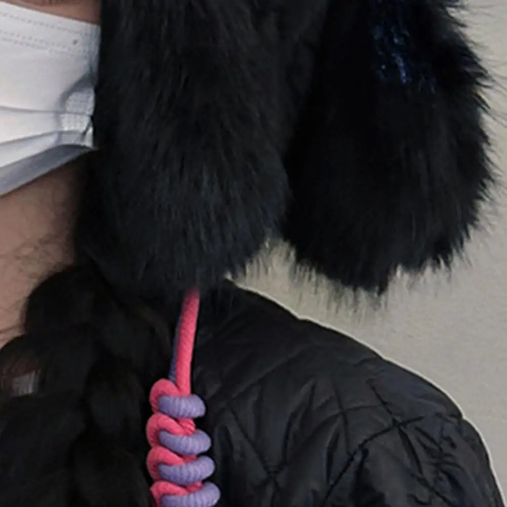 Winter Hat Winter Headwear Winter Thickened Plush Rabbit Ear Hat Elastic Lace-up Windproof Lei Feng Cap Warm Weather for Outdoor