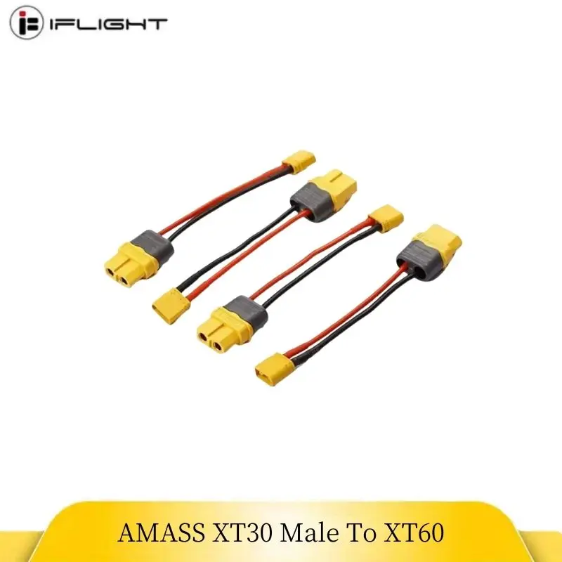 4個セット AMASS XT30 オス - XT60 メス プラグアダプター 100mm 16AWG シリコンワイヤー付き RC Lipoバッテリー ドローン 車 ボート用