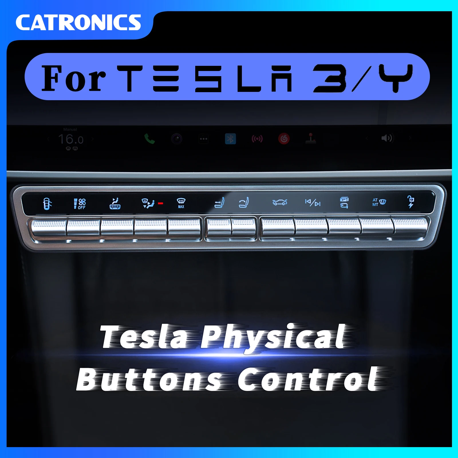 CATRONICS Tesla Physical Control Button Multi-function for Tesla Model 3 & Y 2019-2023 Tesla Model Y 2023 Accessories