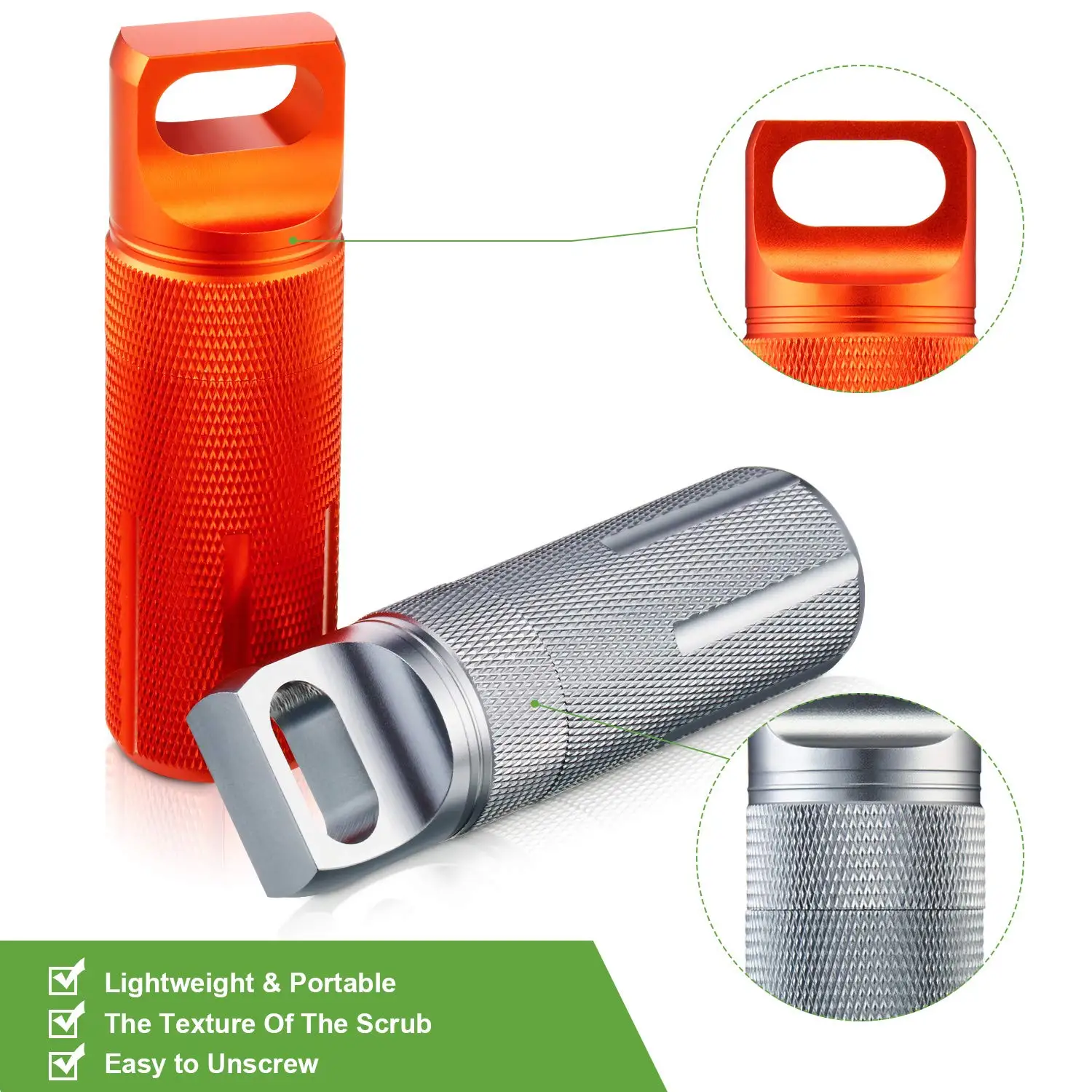 1Pack Aluminum Outdoor Dry Containers Match Seal Storage Case Waterproof Pill Capsule Fob Bottle Aluminum Alloy