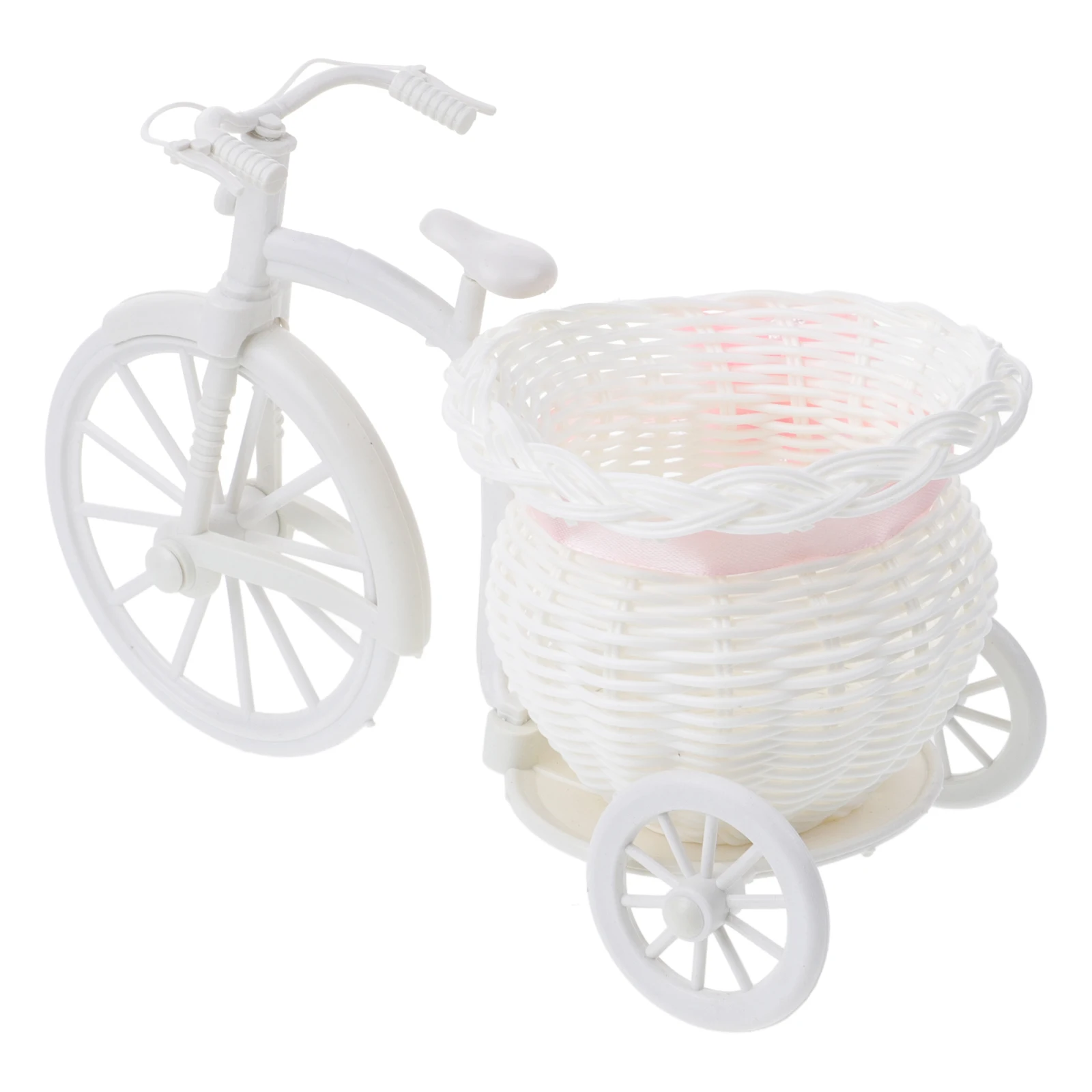 

Mini Tricycle Flower Basket Rattan Decoration Plastic Craft Home Wedding Storage Vase Ornament