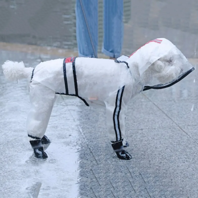 Pet Dog Raincoat Transparent Pet Clothes Jumpsuit Waterproof Puppy Jacket Dogs Water Resistant Clothes For Dogs Pet Coat Hooded