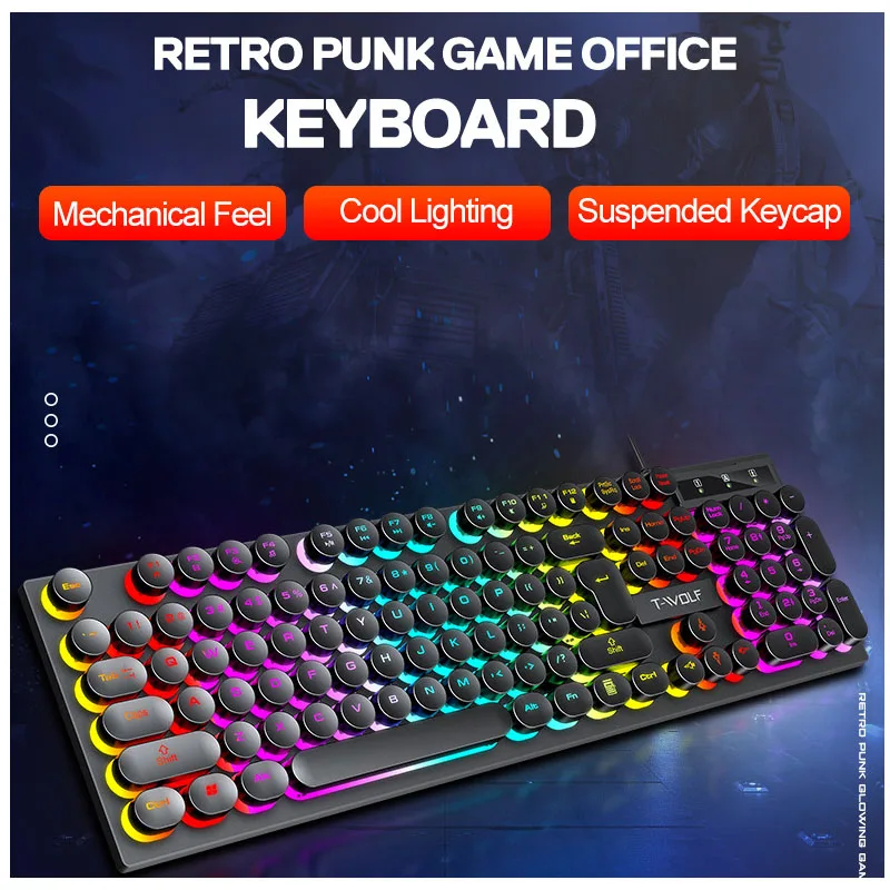 Wired Gamer keyboard gaming gamer Ergonomic Pc keyboard Colorful USB Backlit 104 teclas for PC Laptop ordenador portátil
