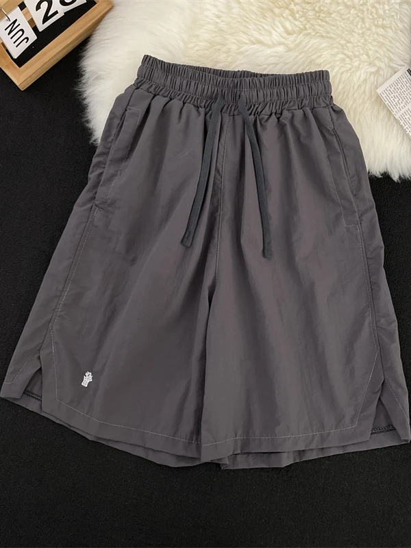 

Trendy Ice Silk Qui Dry orts Summer Loose Straight Casual Five-Quarter Pants American Sle Beach Trousers for Men