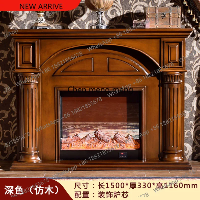 z183 European solid wood American decorative heating white fireplace cabinet Roman column furniture