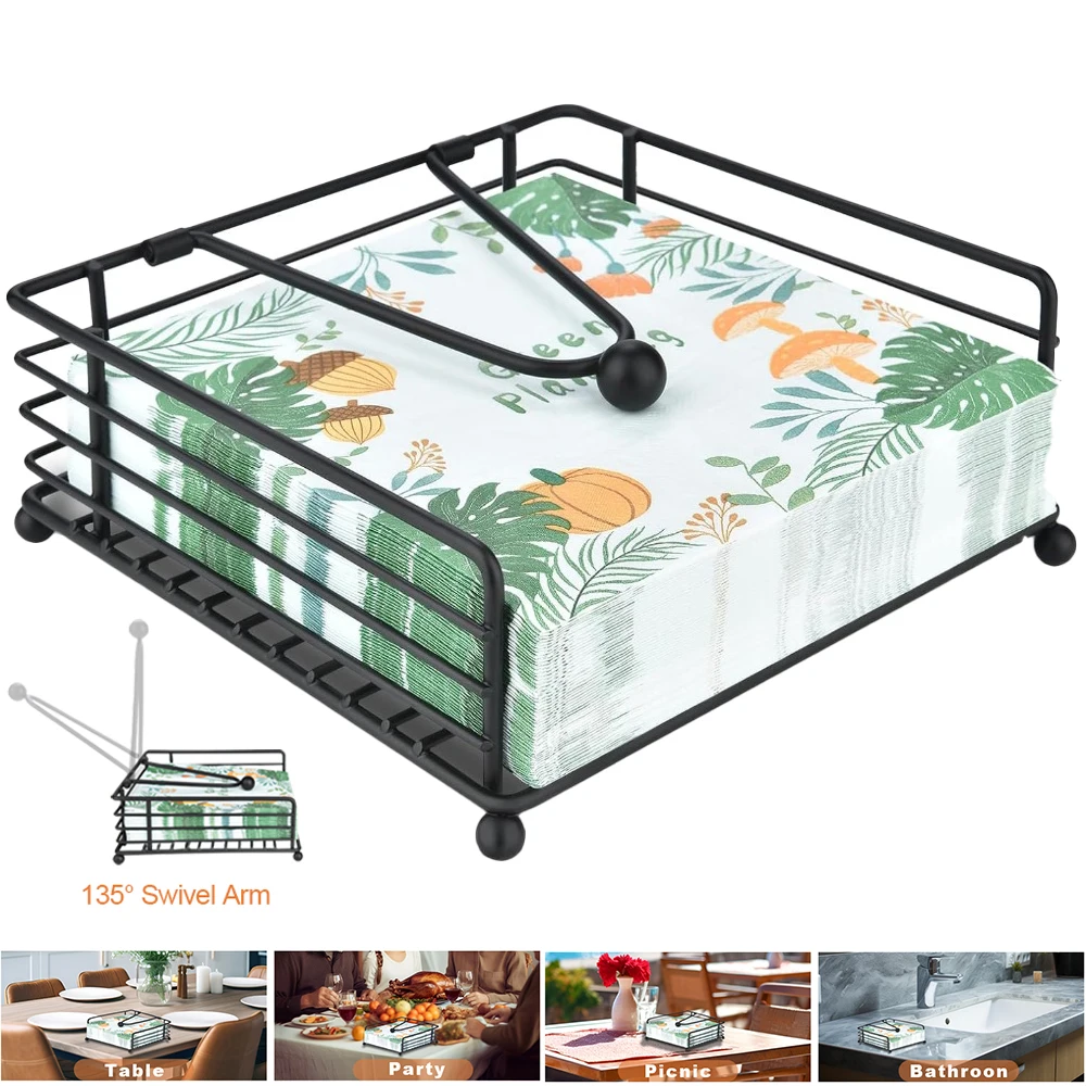 

Настольный металлический держатель для салфеток и диспенсер для бумажных полотенец - с утяжеленным натяжным рычагом, в деревенском стиле, для столешницы