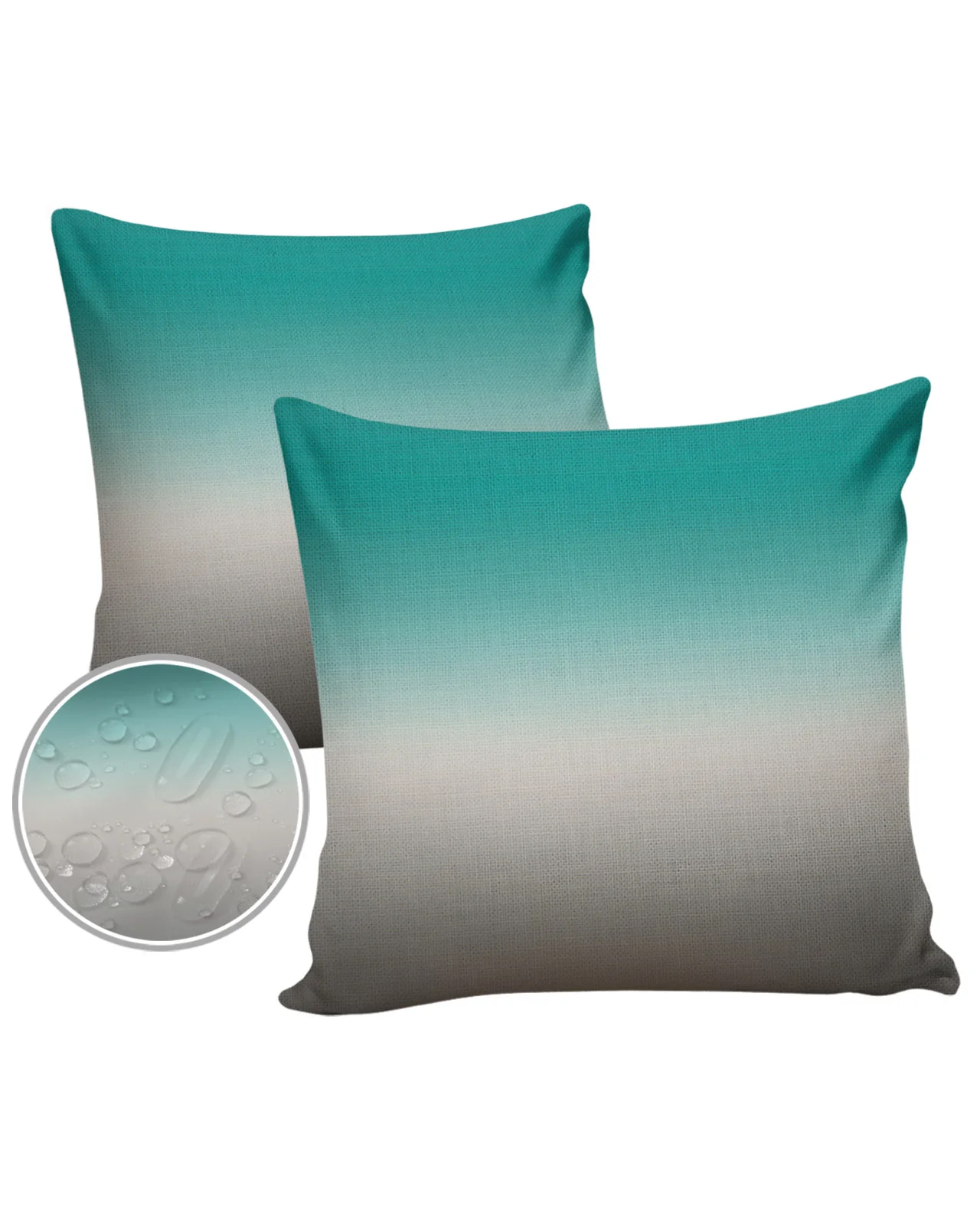 Cyan Turquoise Gray Gradient Waterproof Pillow Case Cushion Cover Home Wedding Decoration Sofa Bed Car Pillowcase