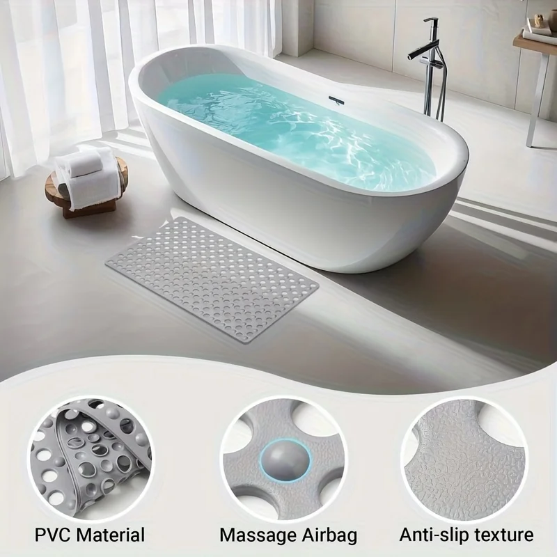 

Non-slip Shower Mat: Extra-Large 78.74 X 43.18 Cm, Designed for Use in The Shower – Features Drain Holes and A Non-Slip Backing