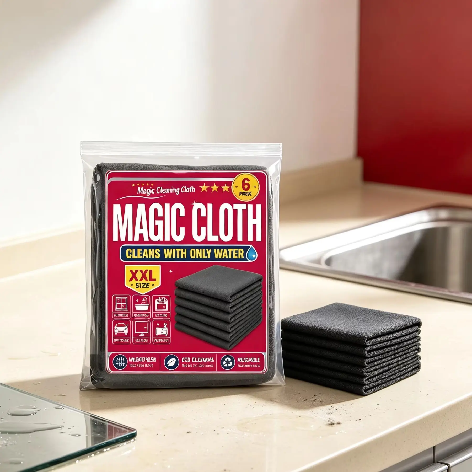 Magic Cleaning Cloth Microfiber for Car Wash Kitchen Watermark Remover Reusable Ultra-Absorbent Towel Streak-Free Cleaning Cloth