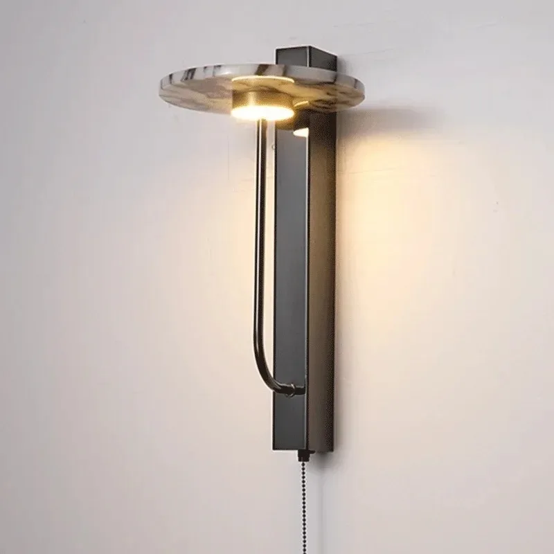 Natural Stone Japanese Wabi Sabi Bedhead Wall Lamp Bedroom Living Room Retro Stairway Corridor Homestay Lighting LED Sconce Lamp