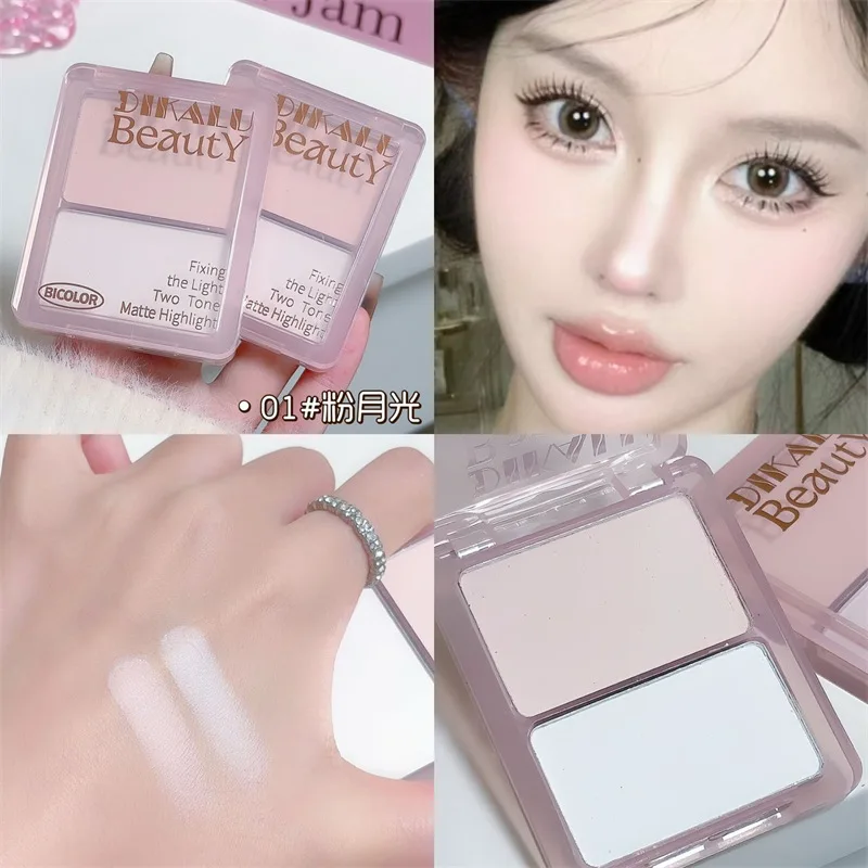 Surligneur de Contour mat Duo 2 nuances poudre sculptante pour le visage définition naturelle éclaircir sous les yeux Palette de fard à joues végétalien