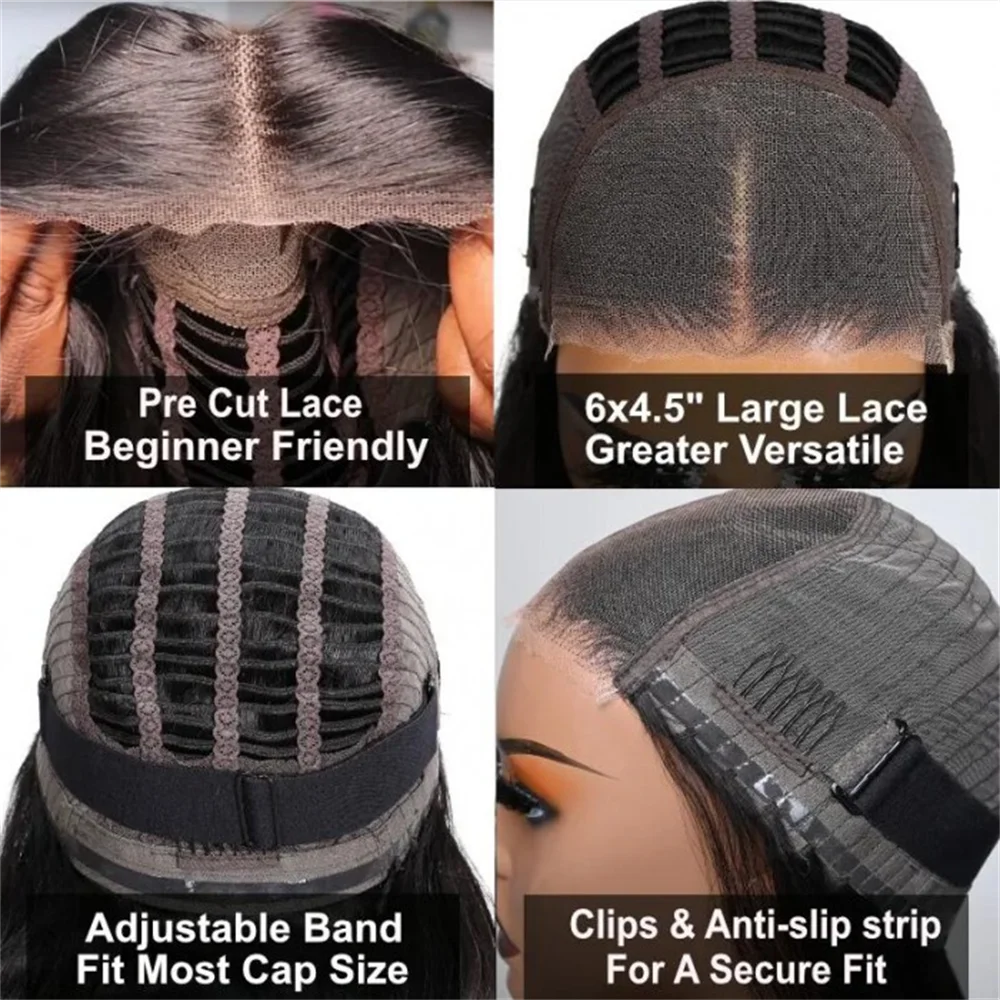Nadula Hair Wear Go 6x4.5 Pre Cut Lace Closure Wig Reddish Brown Bouncy Kinky Curly Air Wig Pre Bleach Knots