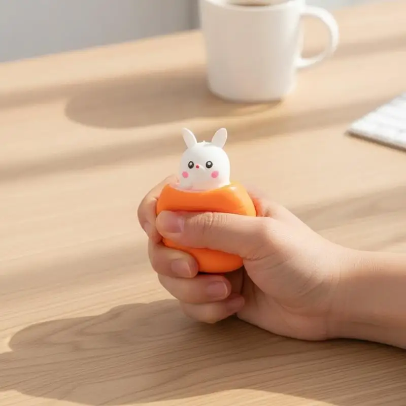 Squeeze Carrot Rabbit Telescopic Toys Kids Children's Radish Rabbit Cup Pinch Music Toy Creative Stress Relief Gift