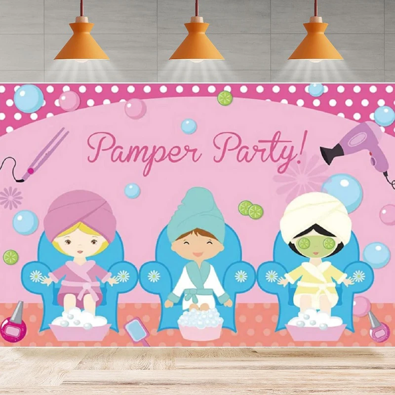 

Photography Backdrop SPA Theme Party Decoration Bubbles Foot Bath Pink Background Wall Birthday Party Home Decor Banner Poster