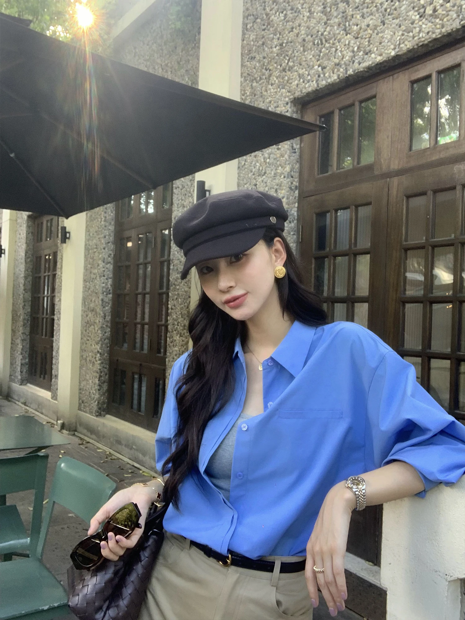 

Pusumede Madrid Fsy Корейский Sle Long Sve White irt Женский свободный силуэт irt Полиэстер Смесь хлопка Тонкая ткань