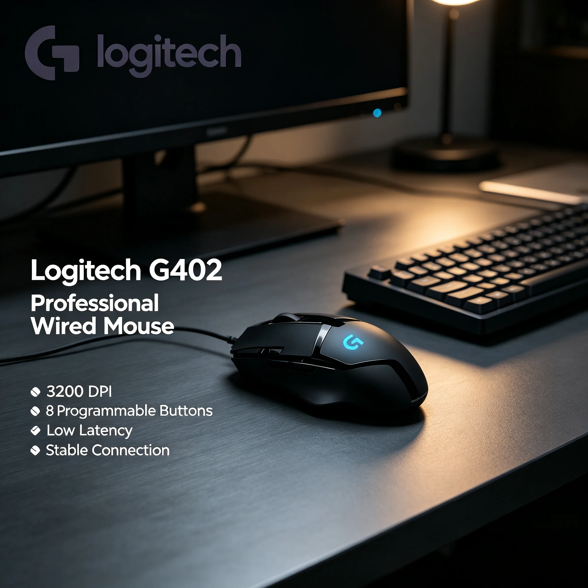 Logitech G402 Gaming Mouse Wired Hyperion Fury Durable USB Cable 8 Custom Keys For CS2 Valorant LOL MOBA FPS Gamer Notebook PC M