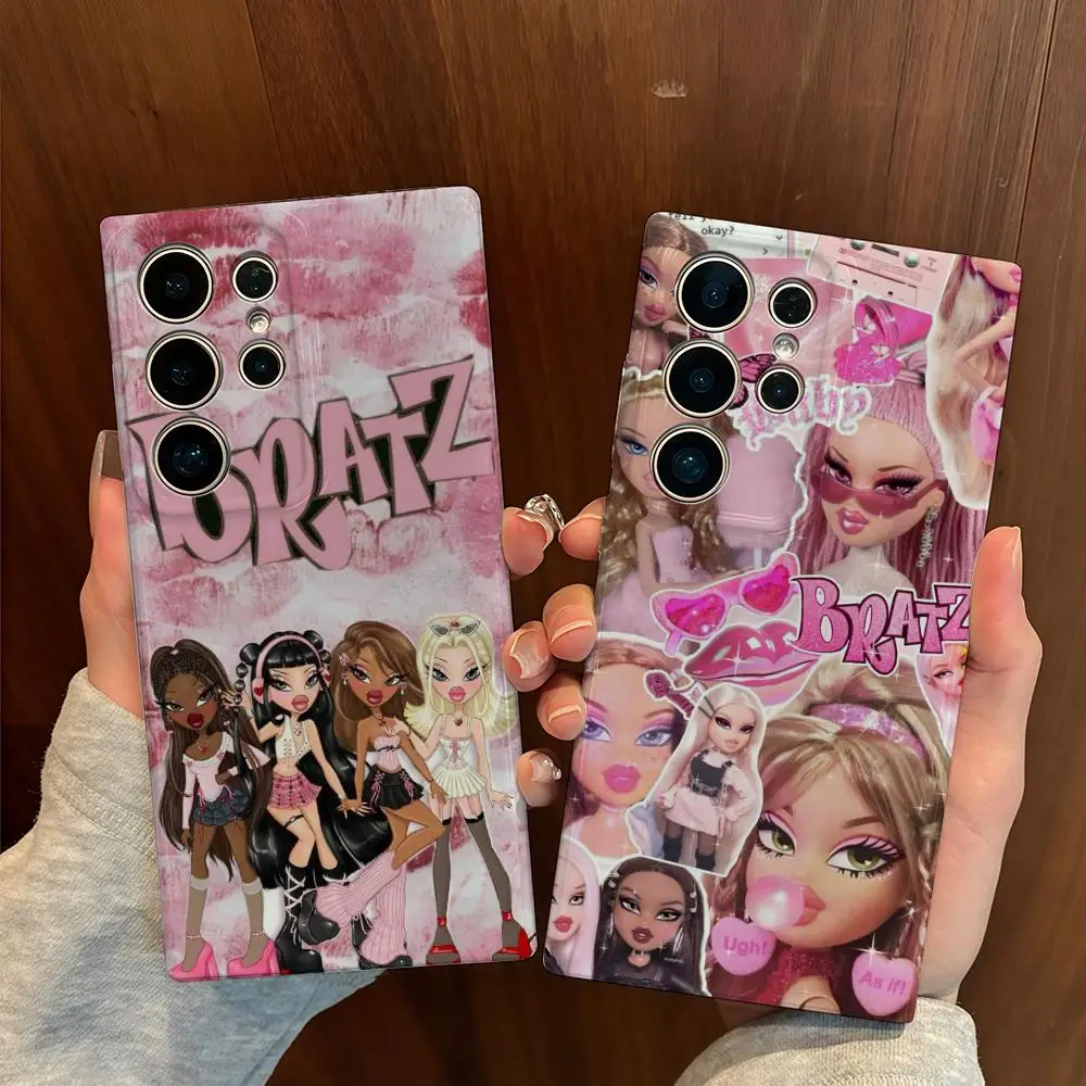 

Милый чехол для телефона Bratz для Samsung S25, чехол GalaxyS24Ultra 23plus S22 21 A56 36, глянцевая пленка, жесткий чехол из ПК