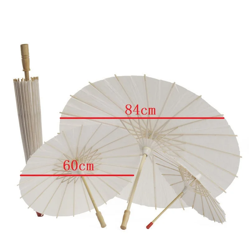 Chinese Mini Craft Wedding Umbrella, White Paper Umbrellas, Bridal Parasols, 60cm, 84cm Diameter