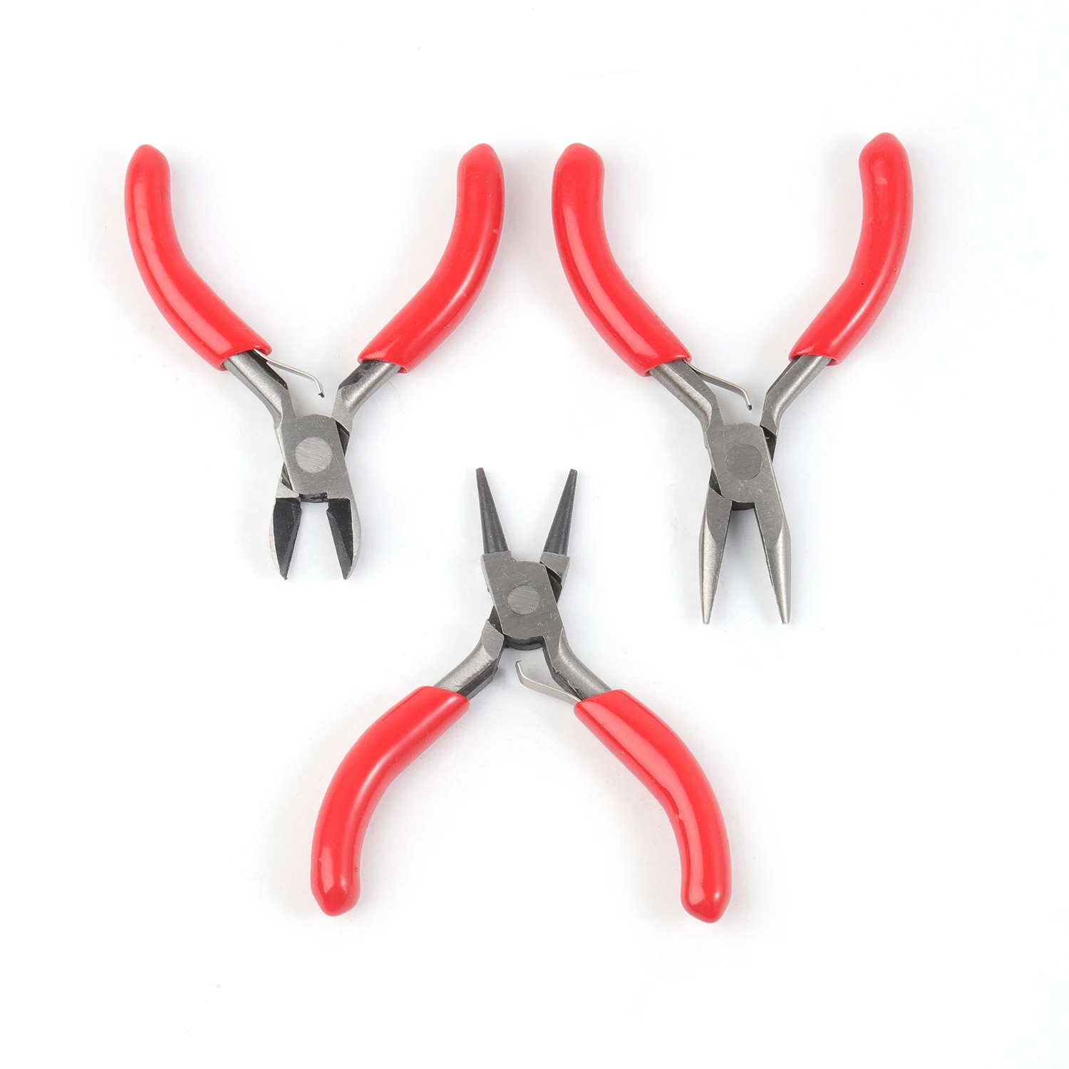 Red Pliers Stainless Steel Jewelry Tools DIY Findings Hardware Tools Round Head Pointed Nose Pliers Side Cutter Pliers 1pcs