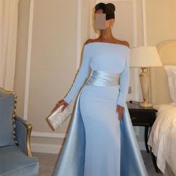 ROYET Strapless Simple Classic Style Long Sleeve Mermaid Long Evening Dress Floor Length Sweep Train Prom Gown For Woman New