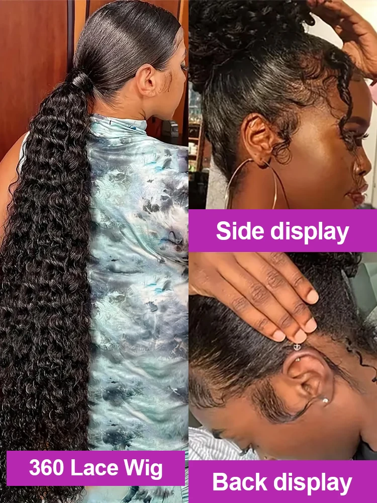 عالية الكثافة 250% 40 50 بوصة موجة عميقة 13x6 HD الدانتيل الجبهة باروكة من شعر طبيعي فضفاض موجة المياه مجعد 13x4 الدانتيل شعر مستعار أمامي شعر الإنسان