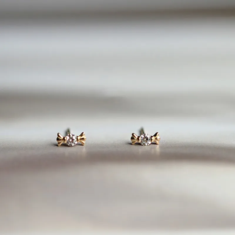 925 Sterling Silver Plated 14K Gold Zircon Candy Kolczyki dla kobiet Koreańskie Mini Śliczne Akcesoria Biżuteryjne — zdjęcie 6