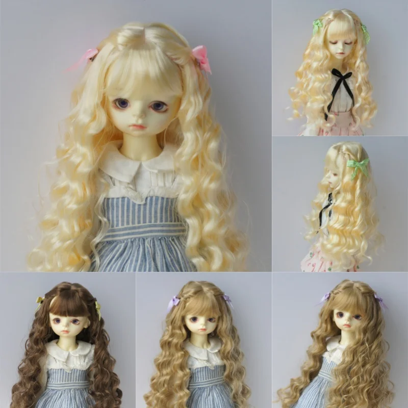 JD856 Long Soft Princess Wave With Twins Butterfly Hairpin BJD Doll Wigs OB11 YOSD MSD SD DOD Blythes Hair