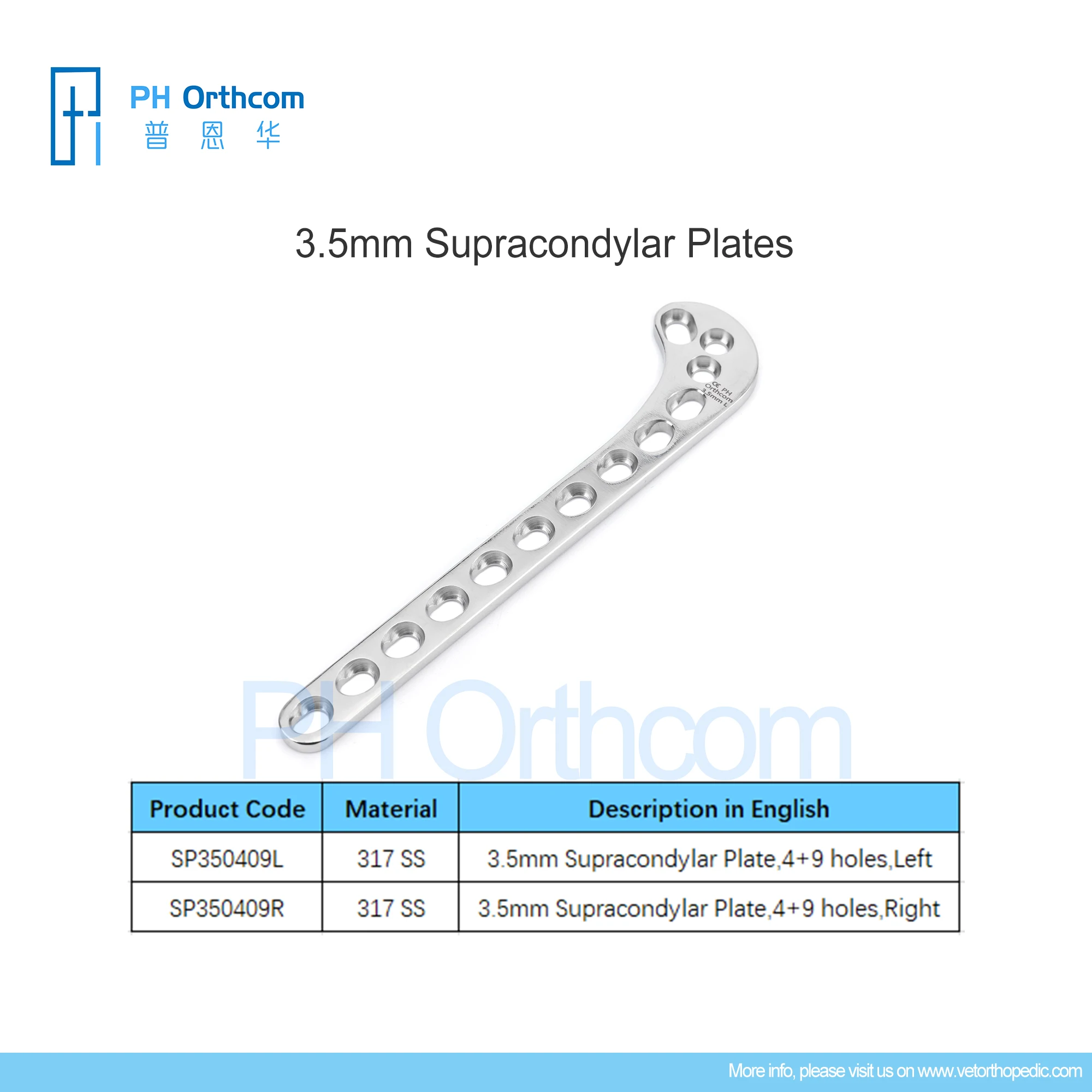 Imagem -03 - Placa Supracondilar Cirúrgica Suprimentos Médicos Instrumentos Ortopédicos Implante Cirúrgico Veterinário Animais de Estimação Aço Inoxidável 304 3.5 mm