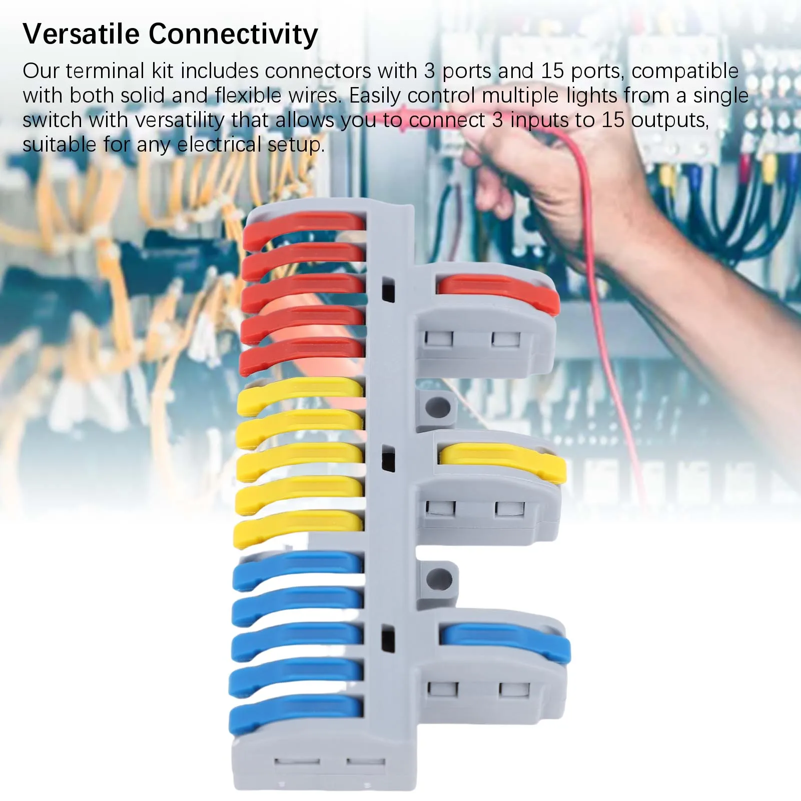 

Компактный разъем 250 В, 600 В, 32 А, разъем для сращивания проводов с защитой от поражения электрическим током PA66, корпус 3 в 15, выход для домашнего эксперимента