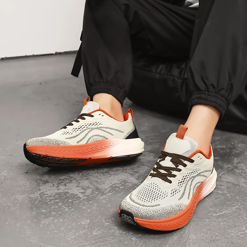 أحذية رياضية كاجوال للرجال قابلة للتنفس، أحذية رياضية فاخرة بدون كعب أنيقة - أحذية سباق مريحة للرجال