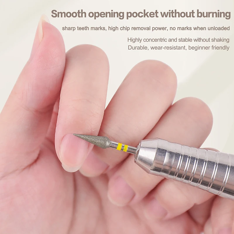 Broca para limpieza de cutículas de cono afilado, broca de carburo profesional para eliminación de esmalte de Gel, herramientas de manicura duraderas, Techs de uñas