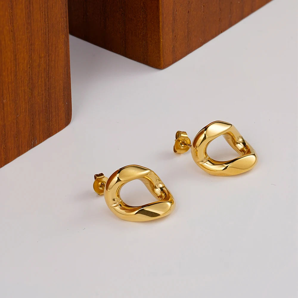 

ENFASHION Aretes De Mujer Irregular Chain Stud Earrings For Women's Stainless steel PVD 18K Gold Plated Fashion Jewelry E261881