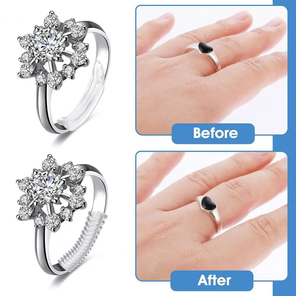 1 Set Ring Size Adjuster with Inner Spacer Clear Painless Flexible Reusable Universal Jewelry Fit Loose Finger Ring Spiral Reduc