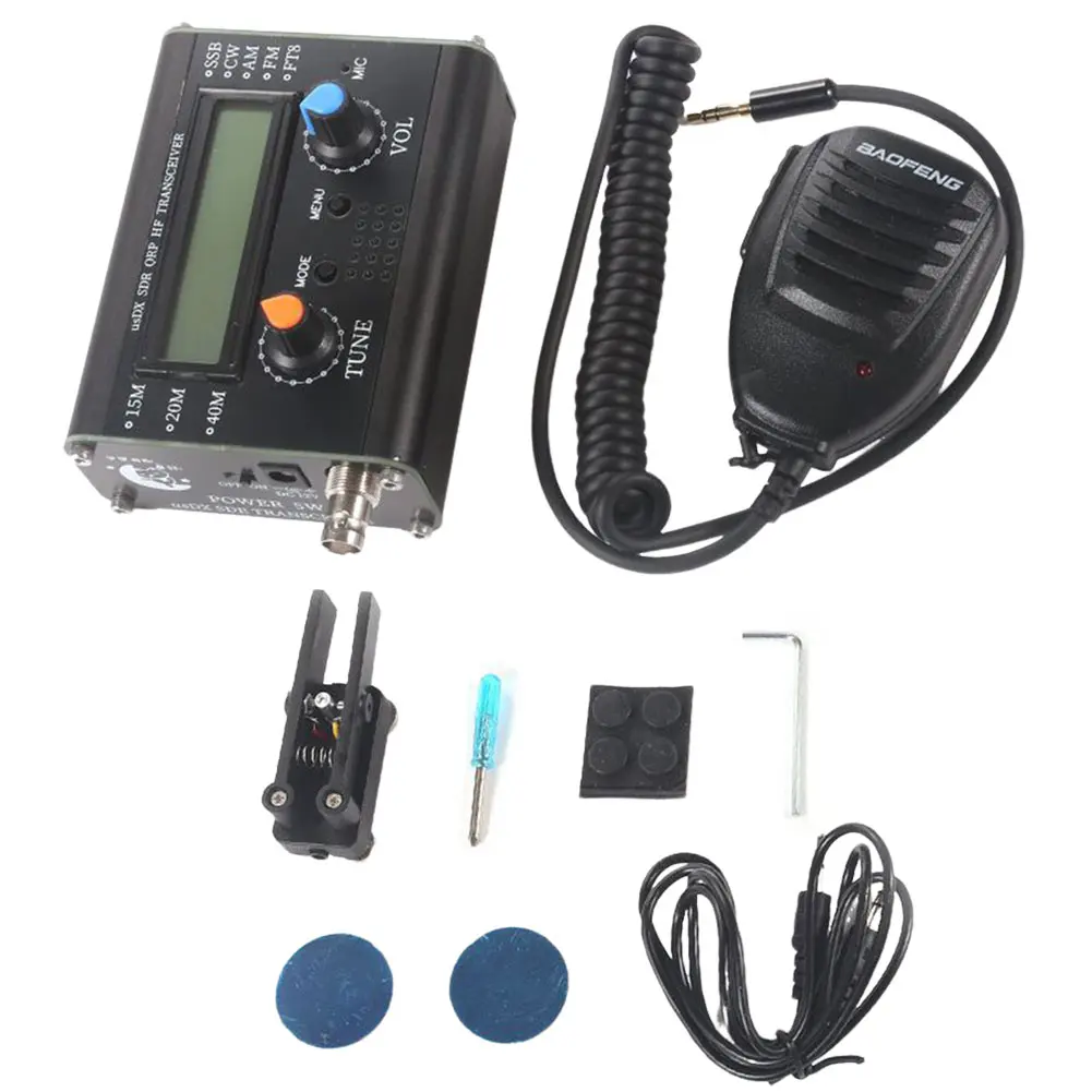 5W All Mode HF Transceiver with Handheld Microphone 3-Band Radio Transceiver Supporting 15M 20M 40M Bands